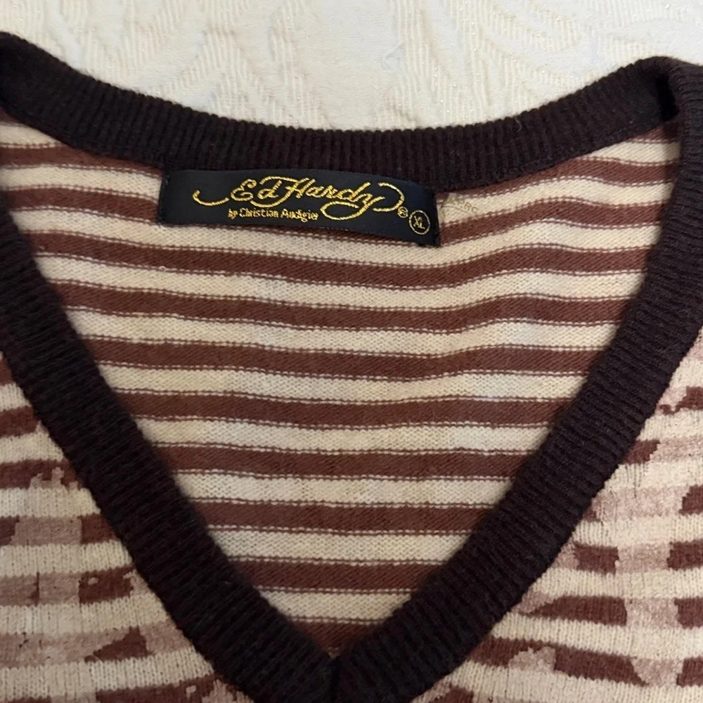 Ed Hardy by Christian Audigier unisex V neck sweater XL
